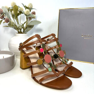 Louise et Cie Lo-Leeba Leather Strappy Heel Toasted Almond Sandal Size 8M NWB